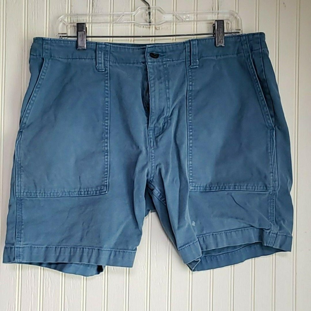 Goodthreads Shorts Mens 34 Blue Cotton Stretch Chino 9 Inseam Casual Summer
